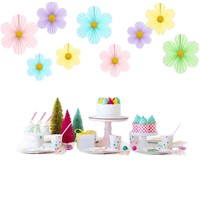 Ensemble de boules tridimensionnelles en nid d'abeille, décoration de fête d'anniversaire et de mariage d'Halloween, éventail en papier et fleur, nouveauté, 9 pièces