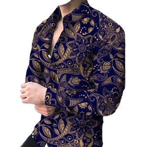 Nouvelle arrivée, <span class=keywords><strong>chemise</strong></span> décontractée professionnelle à manches longues pour homme, col rabattu, <span class=keywords><strong>imprimé</strong></span> <span class=keywords><strong>floral</strong></span>, XL, 100% polyester - Product Image 1
