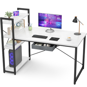 <span class=keywords><strong>Escritorio</strong></span> de Esquina en Forma de L para Juegos, Metálico, con Estantería y Cajones de Almacenamiento, Convertible, Portátil, Ajustable, Ahorra Espacio - Product Image 1