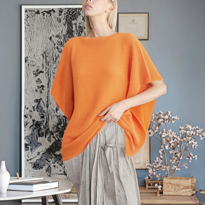 Chemise décontractée plissée Miyake pour femme, coupe ajustée, grande taille, tricotée, col rond, manches courtes, broderie, été, fabrication ODM - Product Image 2