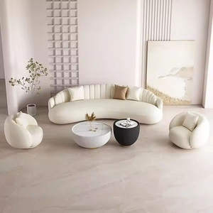 आधुनिक डिजाइन क्रीम चेस्टरफील्ड सोफे के लिए अपार्टमेंट होटल लॉबी लकड़ी के फ्रेम के लिए दो सीटर सेट - Product Image 6