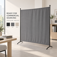 Paravent de séparation d'espace de travail moderne et flexible 180x180cm, panneau en tissu polyester 180g, cadre en acier 19mm, base en arc pour bureau commercial
