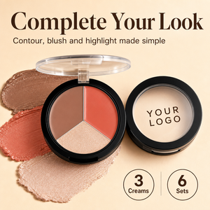 Palette de maquillage quotidienne bio OEM ODM : illuminateur, contour, blush pigmenté et repulpeur de lèvres - Product Image 1