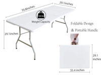 Table pliante d'extérieur portable personnalisée et économique / Table de jardin pliable en plastique blanc de 6/8 pieds au design moderne pour événements et réceptions