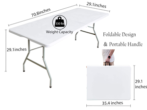 <span class=keywords><strong>Table</strong></span> <span class=keywords><strong>pliante</strong></span> d'extérieur portable personnalisée et économique / <span class=keywords><strong>Table</strong></span> de <span class=keywords><strong>jardin</strong></span> pliable en plastique blanc de 6/8 pieds au design moderne pour événements et réceptions - Product Image 3