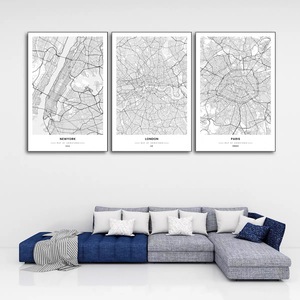 Póster de mapa de ciudad, lienzo de ciudad natal en blanco y negro, pintura impresa, mapa personalizado, regalo, decoración moderna para el hogar, pintura de arte de pared - Product Image 5