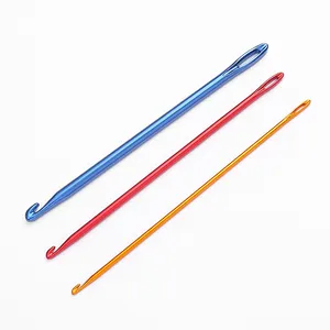 New 1Pc 2mm-6mm Crochet Hooks Red Knitting Needle Silicone Handle Aluminum Crochet  Needles For Weaving