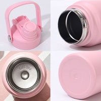 Botol Termos Insulated Double Drink 800ml 1000ml dengan Gagang, Dinding Ganda Stainless Steel, Dilengkapi Sedotan untuk Olahraga