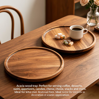 360 °   Plateau à couverts rotatif en bois, plateau tournant circulaire multifonctionnel pour café