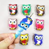 Stylo à bille multicolore à perles sur le thème de la hibou, vente en gros, stylo à bille en PVC à perles pour l'école, le bureau et la papeterie