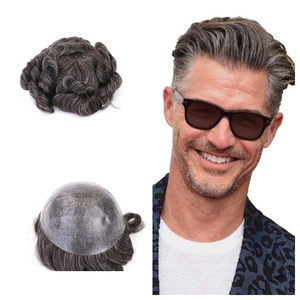<span class=keywords><strong>Prótesis</strong></span> de cabello masculino Invisible Natural Hairline El <span class=keywords><strong>mejor</strong></span> tupé para <span class=keywords><strong>hombre</strong></span> Reemplazo de cabello de piel delgada de 0,08-0,1mm - Product Image 1