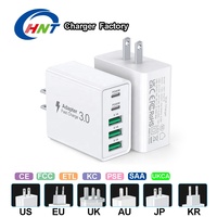 Cargador HNT de 60W con 5 Puertos (2 Tipo C + 3 USB-A) para PC, Carga Rápida, Enchufe US/UK/EU/AU/JP, Adaptador PD3.0 para iPhone 17/16/15/14/13 Pro Max