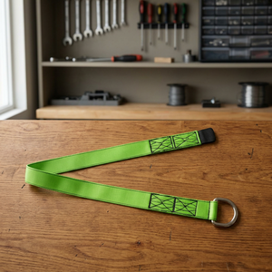 Sangle plate en polyester vert avec anneau de levage en acier pour la manutention de matériaux de grue - Product Image 2