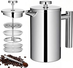 Cafetera Francesa Moderna Personalizada, Sistema de Filtro de Acero Inoxidable, Ecológica, Hecha a Mano, para Uso en el Hogar y la Cocina, con Tapa de Presión - Product Image 1