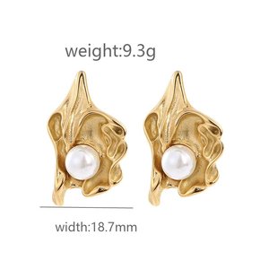 Conjunto de pendientes de aro de acero inoxidable chapado en oro de 18 quilates para mujer de alta calidad Diseño hueco de moda para fiesta - Product Image 3