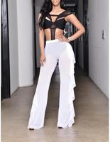 S-3xl grande taille femmes plage maille pure Transparent Bikini couvrir maillots de bain bain dames pantalon taille haute volants pantalon