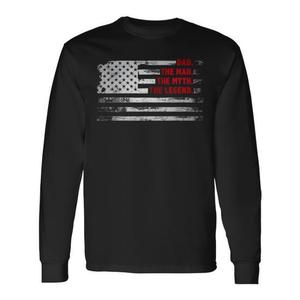 Dad The Man Myth Legend T-shirt a maniche lunghe con bandiera americana, regalo per la festa del papà - Product Image 1