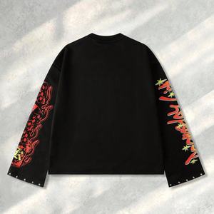 Sweat-shirt à capuche surdimensionné en coton 100% de haute qualité, imprimé numérique tête de mort rétro, épaules tombantes, fabriqué sur mesure - Product Image 2