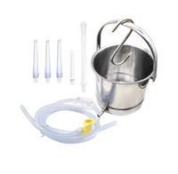 Kit de lavement domestique portable en acier inoxydable pour café et lait, avec sac de rinçage et seau pour lavement