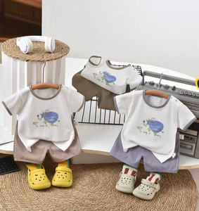 Ensemble t-shirt + short pour garçon, ensemble de vêtements décontractés d'été pour garçons avec motifs de dessins animés, ensemble deux pièces en coton - Product Image 3