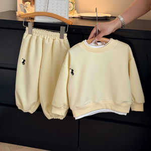 Completo Set Sportivo <span class=keywords><strong>Casual</strong></span> in Cotone per Bambini, Stile Occidentale, Nuova Collezione 2026 - Maglione e Pantaloni per Bambini di 9 e 11 Anni - Vendita all'Ingrosso - Product Image 4