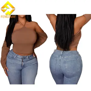 2024 Hot Sale Sexy Backless Halter Tops Stretch Ribbed Tight Crop Top Solid Slim Fit Strapless Top For Women