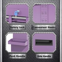 Coffre à outils moderne à 5 tiroirs et armoire à roulettes avec tapis antidérapants, serrure à clé, emballage renforcé pour garage et atelier (Violet)