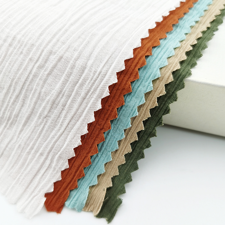 Factory made double crepe satin pleated chiffon crinkle seersucker crepe fabric for dress shirt abaya fabric