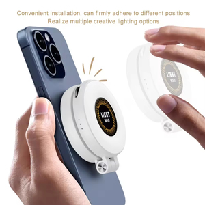 Lampe Selfie Magnétique pour <span class=keywords><strong>iPhone</strong></span> Magsafe, Anneau Lumineux LED 360° à Température de Couleur Réglable 2700-6500K, Alimenté par Batterie, avec Miroir Intégré - Product Image 4