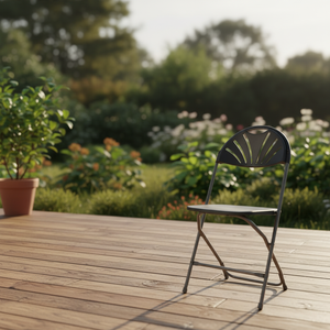 Silla Plegable de Jardín de Plástico Gris con Estructura de Acero, Diseño Minimalista, Muebles de Exterior Ligeros y Duraderos - Product Image 1