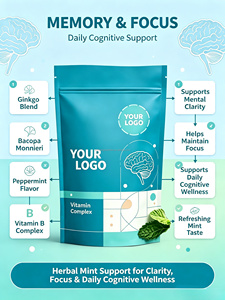 Memory &amp; Focus Herbal Gummies, Brain Cognitive Support <strong>Supplement</strong> With Ginkgo Bacopa Monnieri <strong>Vitamin</strong> <strong>B</strong> <strong>Complex</strong>, Mint Flavor - Product Image 5