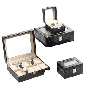 Organizador de Relojes de Pulsera para Hombre con Exhibidor de Vidrio Multicompartimento, Caja de Almacenamiento de Cuero de Lujo para Colección de Relojes - Product Image 1