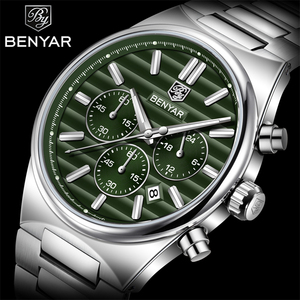นาฬิกาควอตซ์ BENYAR 5214 รุ่นเรียบง่ายสำหรับผู้ชาย สายสแตนเลส กันน้ำ พร้อมปฏิทิน เรืองแสง ของขวัญสำหรับผู้ชาย - Product Image 4