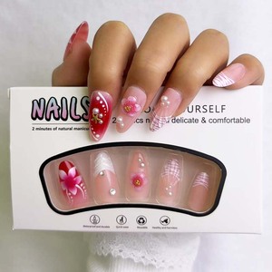 Faux ongles en acrylique 3D sculptés en forme de fleur, durables et légers, options de couleurs blanches, <span class=keywords><strong>pastel</strong></span> et vives - Product Image 4