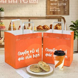 Bolsa de Papel para Panadería y Cafetería, Personalizada, Impresa con Offset, Desechable, Ecológica, Biodegradable, Reciclable, con Asas Planas - Product Image 5