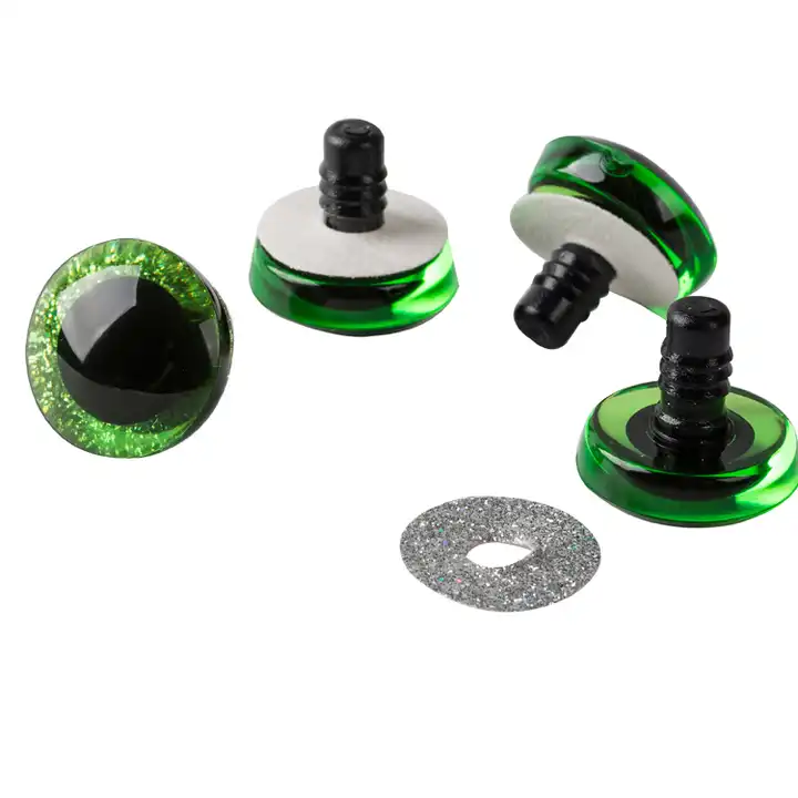 20mm Clear Trapezoid Plastic Safety Eyes with Green Glitter Non