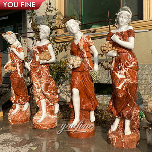 Célèbre Design Sculpté À La Main Mixte Rouge Blanc Marbre <span class=keywords><strong>Pierre</strong></span> <span class=keywords><strong>Statue</strong></span> Quatre Saisons Dieux Sculpture - Product Image 1
