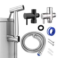Set Semprotan Bidet Genggam Dinding Bahan Stainless Steel Modern, Semprotan Toilet Gantung Dinding, Kepala Pancuran Shower