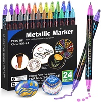 24 couleurs métallisé acrylique marqueur ohuhu acrylique marqueurs nail art dessin stylo graffiti ongles acrylique stylo