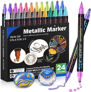 Marcador acrílico metálico de 24 colores, marcadores acrílicos ohuhu, bolígrafo para dibujo de uñas, bolígrafo acrílico para uñas de grafiti