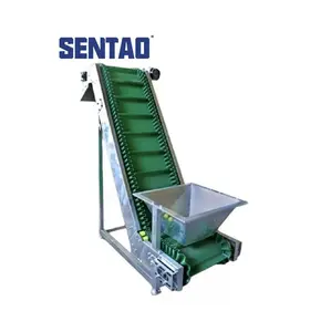 Stainless steel vegetable fruit inclined loading and unloading climbing skirt belt conveyor with hopper