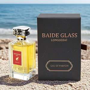 Factory New Irregular Perfume Spray <b>Bottle</b> Empty Clear Flat Pump Crimp 100ml Glass Square Perfume <b>Bottle</b> with Gift Box - Product Image 6