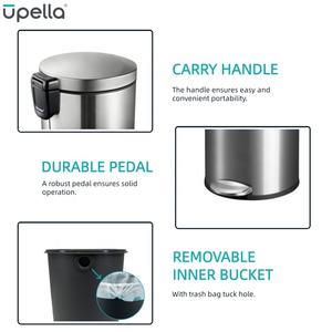 <span class=keywords><strong>Cubo</strong></span> de <span class=keywords><strong>basura</strong></span> de acero inoxidable plateado de 9 litros <span class=keywords><strong>cubo</strong></span> de <span class=keywords><strong>basura</strong></span> con Pedal de pie redondo con <span class=keywords><strong>cubo</strong></span> de <span class=keywords><strong>basura</strong></span> de dormitorio de cierre silencioso - Product Image 3