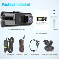 Caméra embarquée Woolkom 2.0 pouces à trois objectifs, caméra embarquée HD 1080P pour voitures, caméra avant, intérieure et arrière, caméra embarquée triple, DVR triple