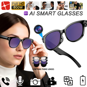 Gafas Inteligentes Multiusos con IA, Cámara HD <span class=keywords><strong>de</strong></span> 800W para Traducción, Reconocimiento <span class=keywords><strong>de</strong></span> Objetos, Grabación <span class=keywords><strong>de</strong></span> Video por Bluetooth - Product Image 1