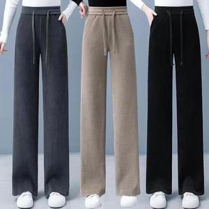 Nuovo arrivo 2 opzioni di spessore per autunno e inverno pantaloni larghi <span class=keywords><strong>a</strong></span> vita alta pantaloni dritti pantaloni da <span class=keywords><strong>donna</strong></span> - Product Image 5