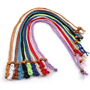 Colar Ajustável Telescópico Unissex Vintage com Pingente, Cordão de Algodão Trançado com Fio Encerado e Pedra Natural, Estilo Transfronteiriço - Product Image 1