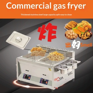 Friteuse à gaz commerciale 8L+8L+8L en acier inoxydable pour frites et poulet frit avec dispositif de protection anti-incendie - Product Image 2