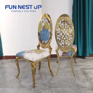 FUN NEST Hotel Silla de banquete de lujo Forma ovalada Estilo europeo Silla de comedor Diseño del hogar Silla de comedor ovalada de acero inoxidable - Product Image 2