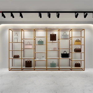 Exhibidores de Bolsos Dorados Personalizados para Centros Comerciales, Salas de Exposiciones, Salas de Transmisión en Vivo, Decoraciones para Vitrinas - Product Image 1